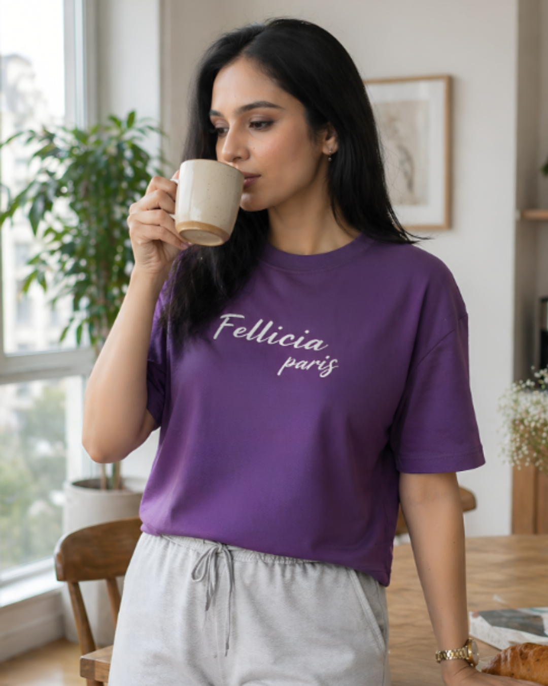 GHAR Tee – 100% Cotton | 260 GSM Loop Knit - PURPLE