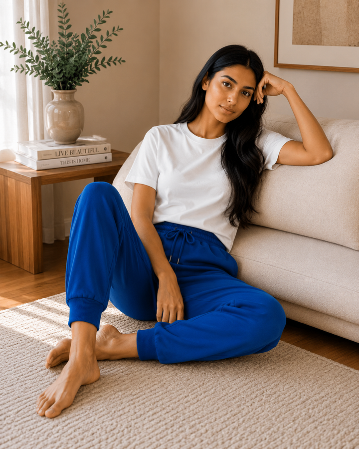 GHAR Jogger Pant – 100% Cotton | 260 GSM Loop Knit - BLUE