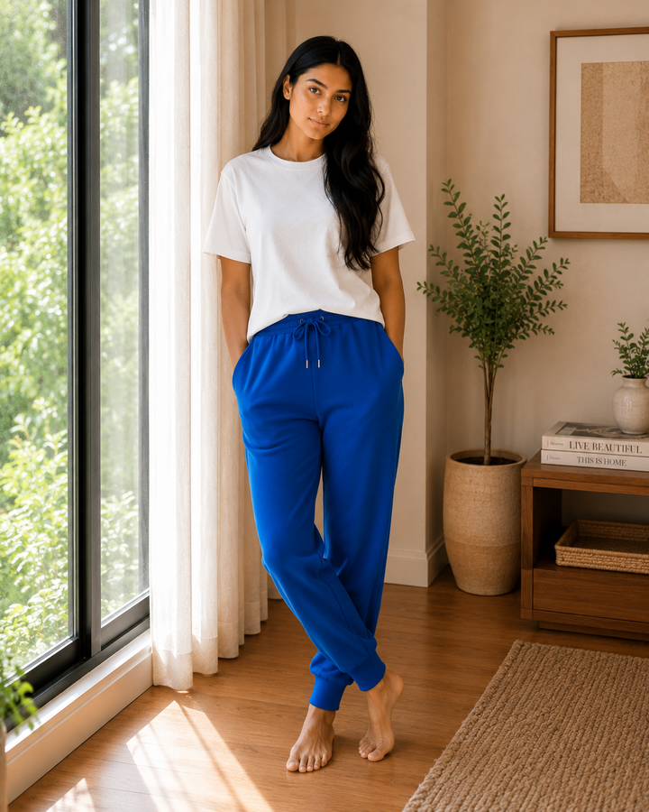GHAR Jogger Pant – 100% Cotton | 260 GSM Loop Knit - BLUE