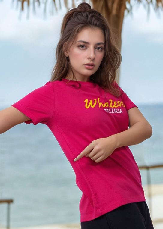Pink Typography Print T-shirt for Women