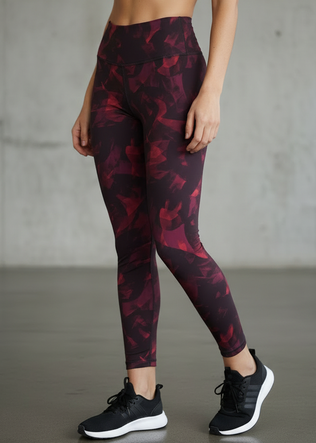 Active Tights with Pocket (Burgundy Maze)