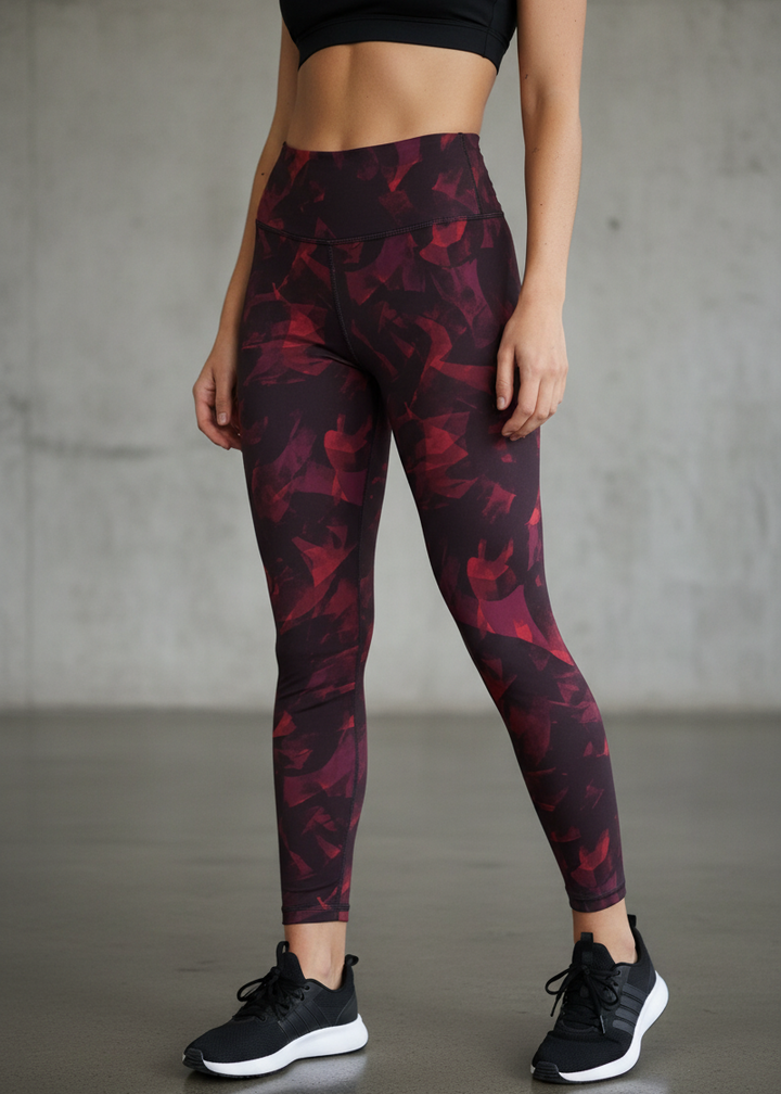 Active Tights with Pocket (Burgundy Maze)