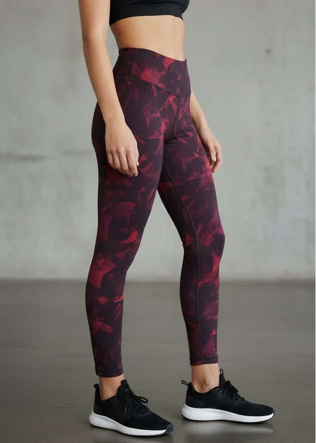 Active Tights with Pocket (Burgundy Maze)