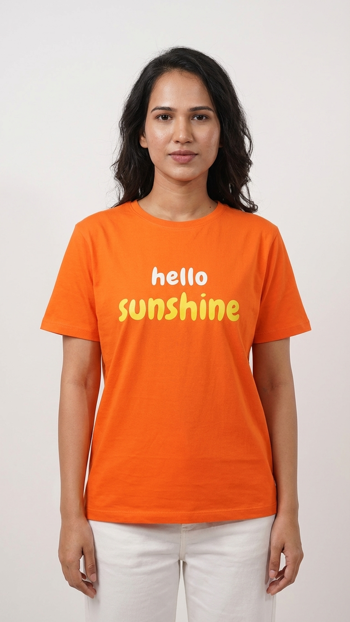 Orange Typography Print T-shirt for Women