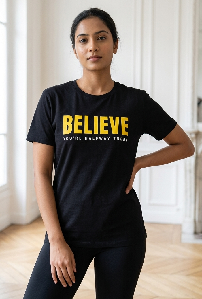 BELIEVE Yoga Tee (100% Cotton)