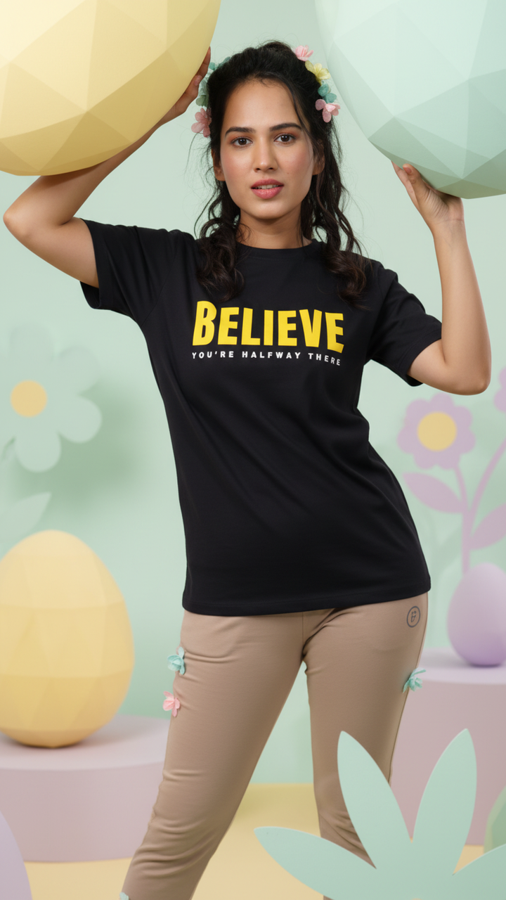 BELIEVE Yoga Tee (100% Cotton)