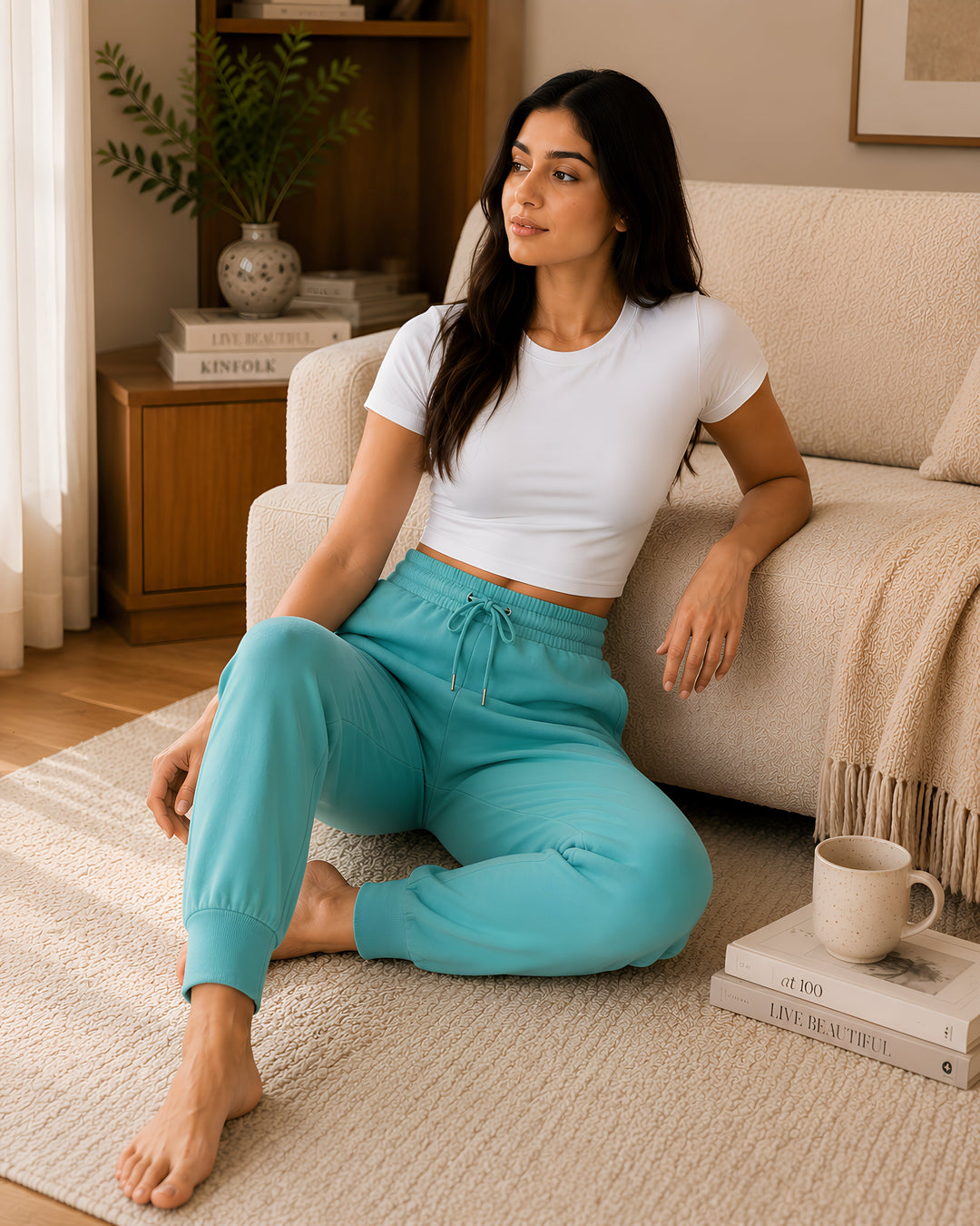 GHAR Jogger Pant – 100% Cotton | 260 GSM Loop Knit - Coral