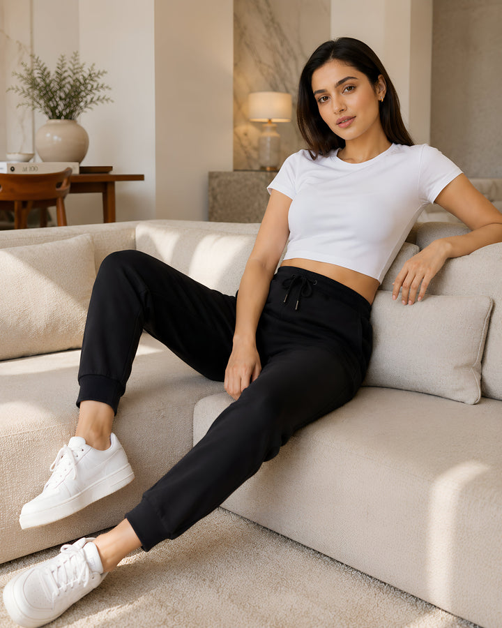 GHAR Jogger Pant – 100% Cotton | 260 GSM Loop Knit - Black