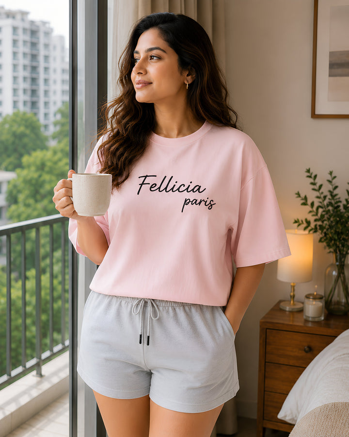 GHAR Tee – 100% Cotton | 260 GSM Loop Knit - BLUSH PINK