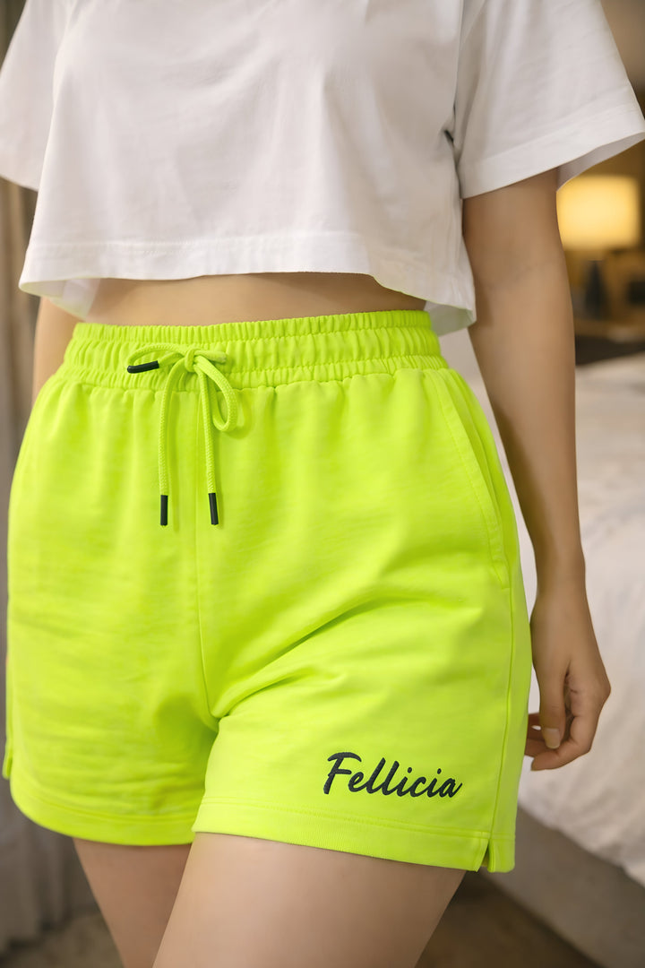 GHAR Shorts – 260 GSM Loop Knit Cotton - LIME GREEN
