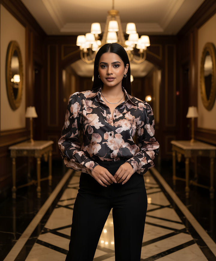 Women Satin Partywear Shirt – Royal Bloom
