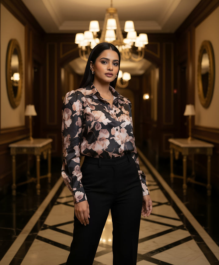 Women Satin Partywear Shirt – Royal Bloom