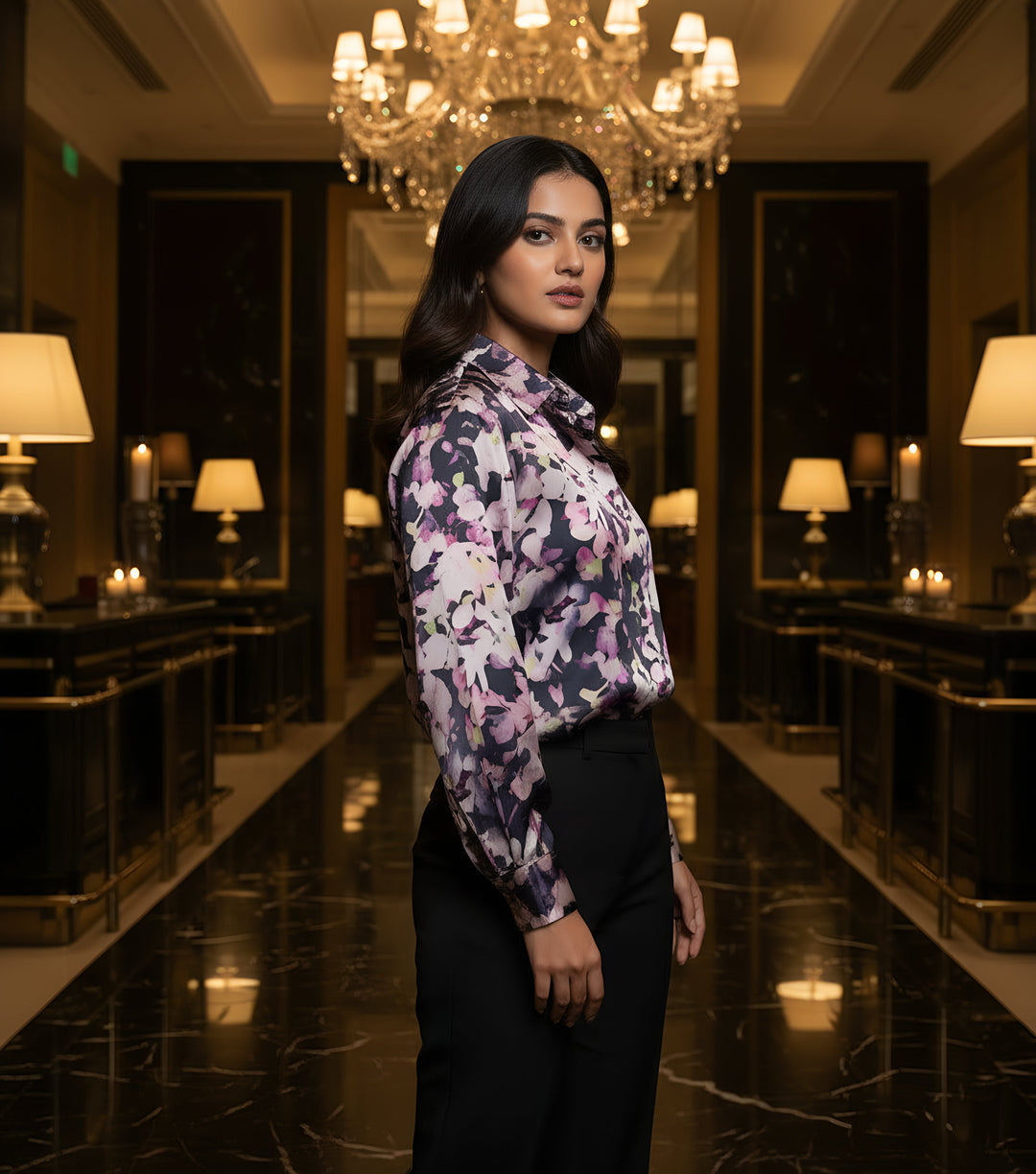 Women Satin Partywear Shirt – Purple Haze