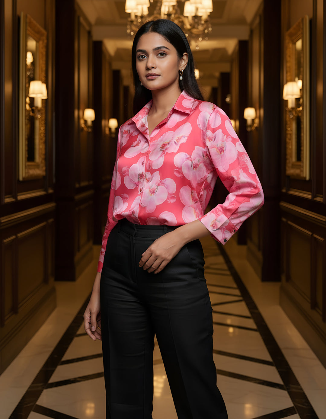 Women Satin Partywear Shirt – Orchid Pop